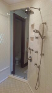 Bathroom remodel done by Boise River Plumbing. Shower Project